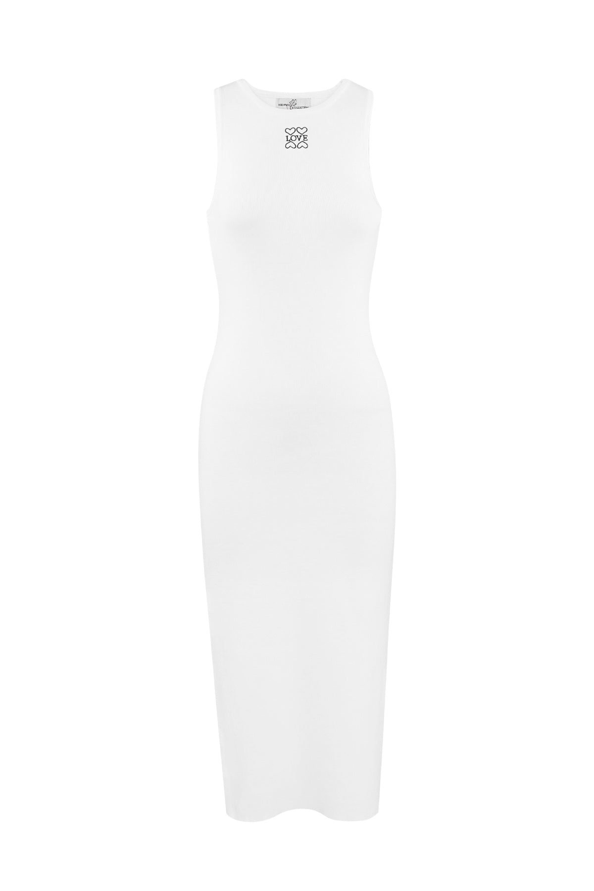Long knitted dress love - white