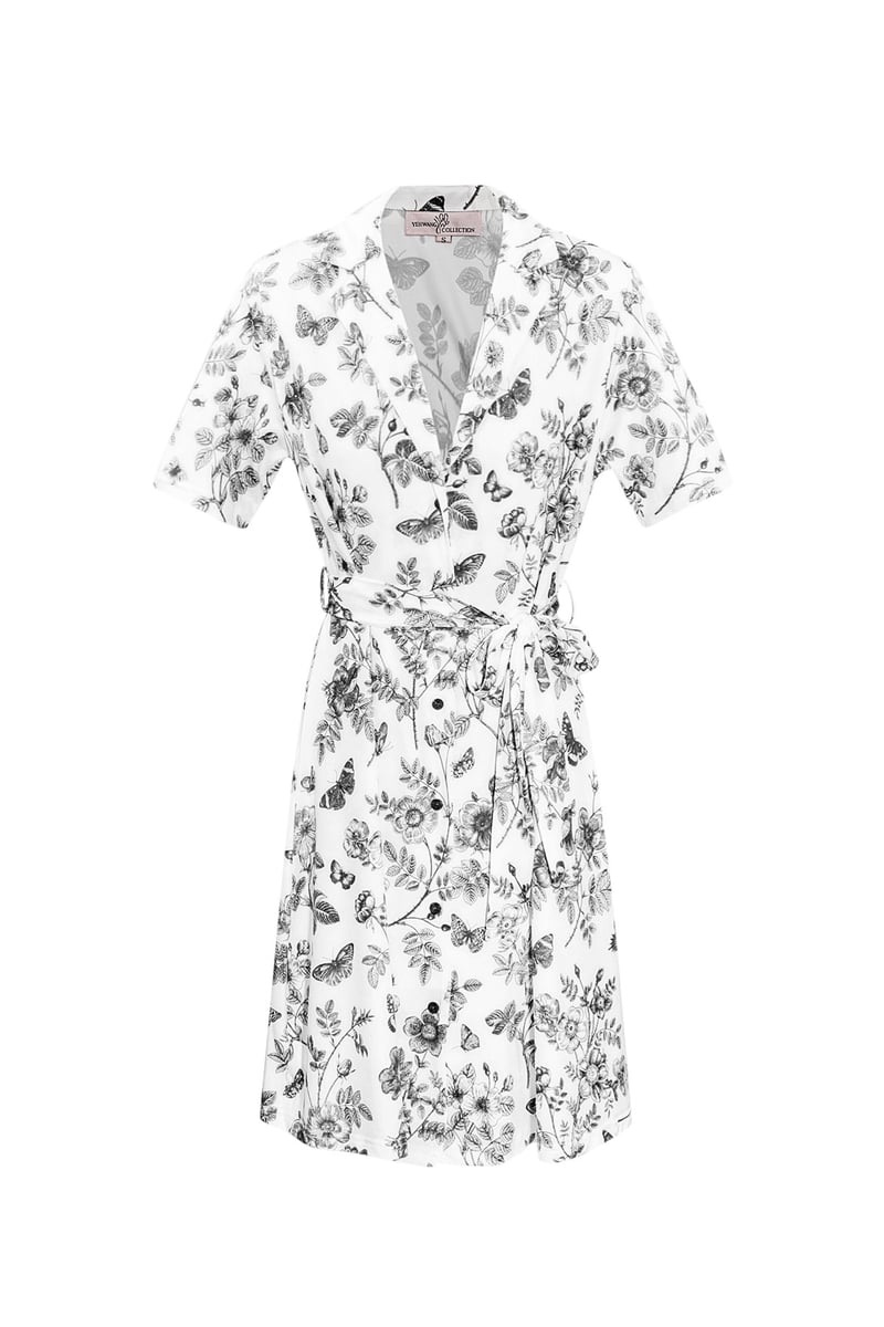 Flower dress with bow - beige 
