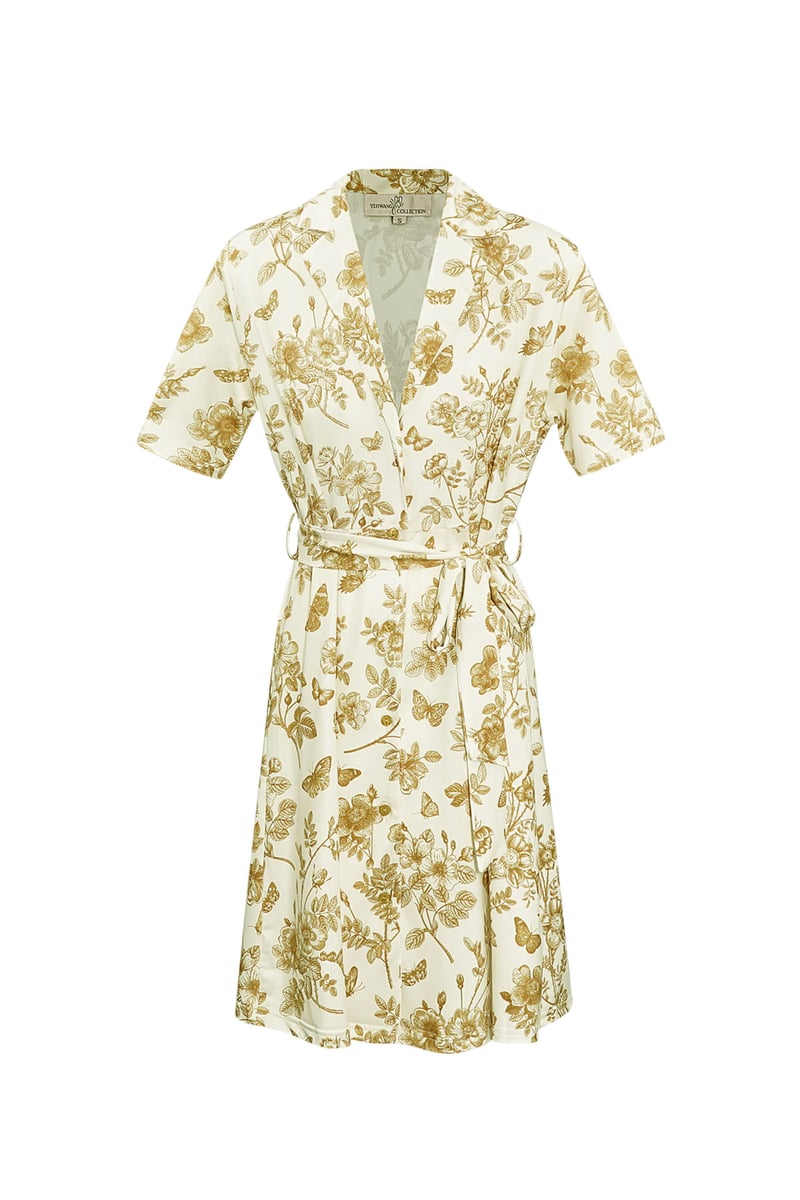 Flower dress with bow - beige 