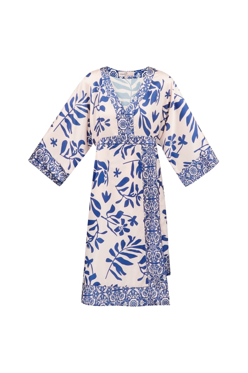 Midi dress with floral print - fuchsia