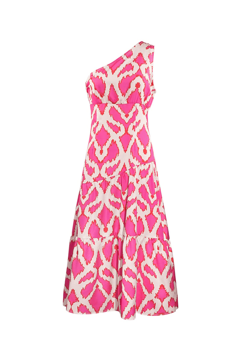 One-shoulder dress tropical bliss - fuchsia