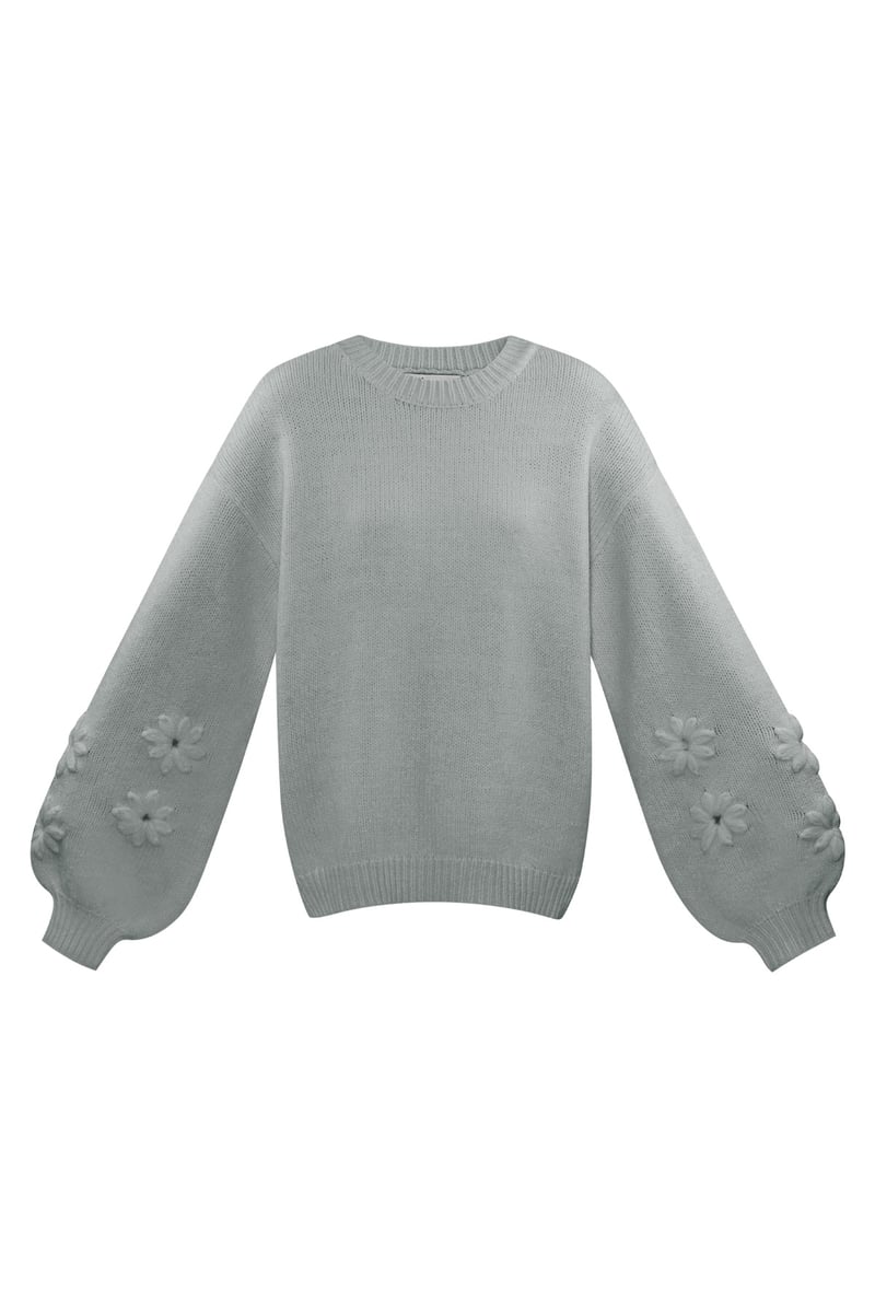Lovely floral touch sweater - gray