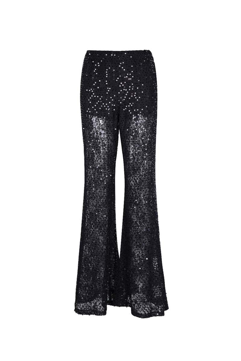 Lace pants with glitter - black