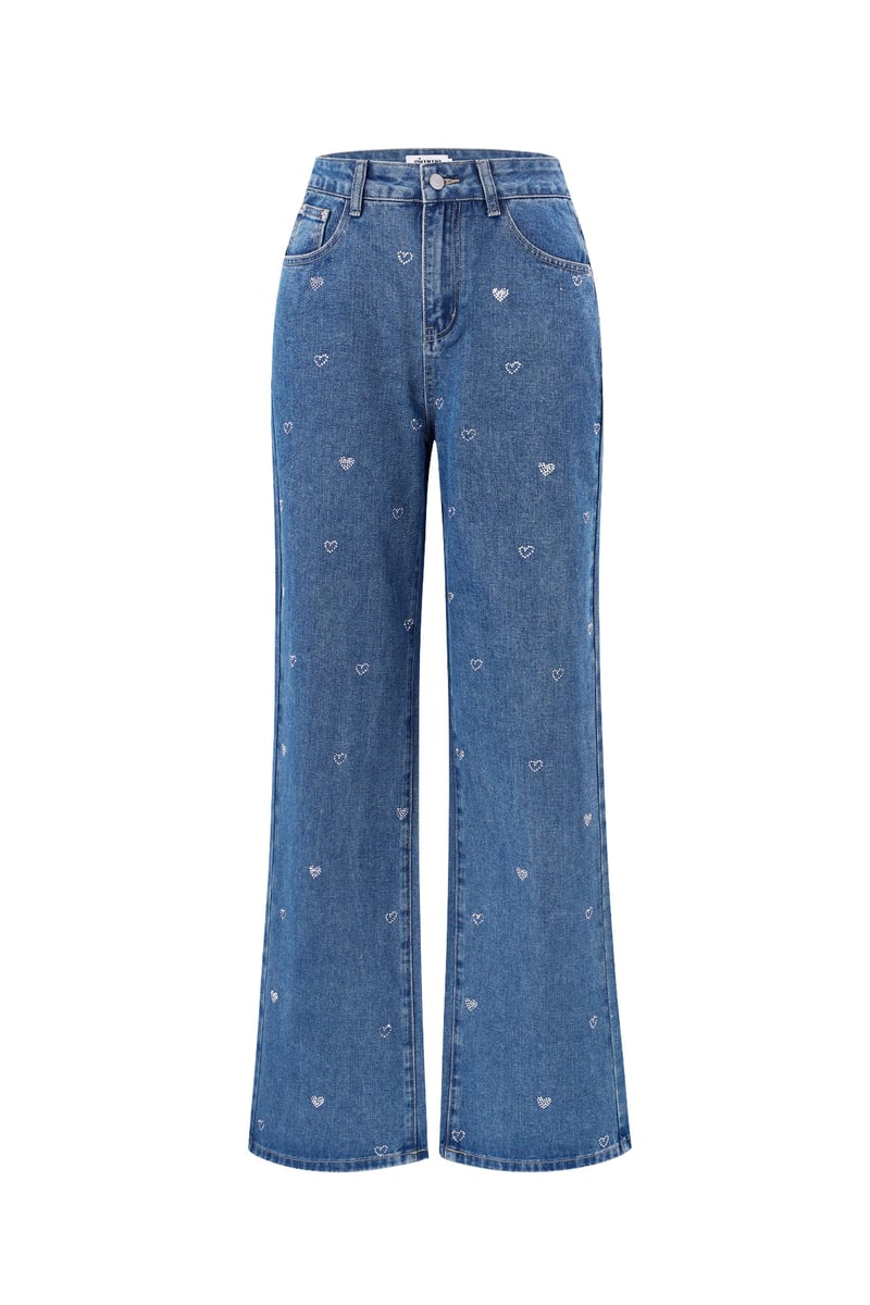 Denim jeans glitter heart