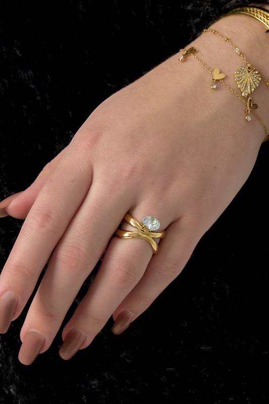 Stainless Steel Gemstone Ring