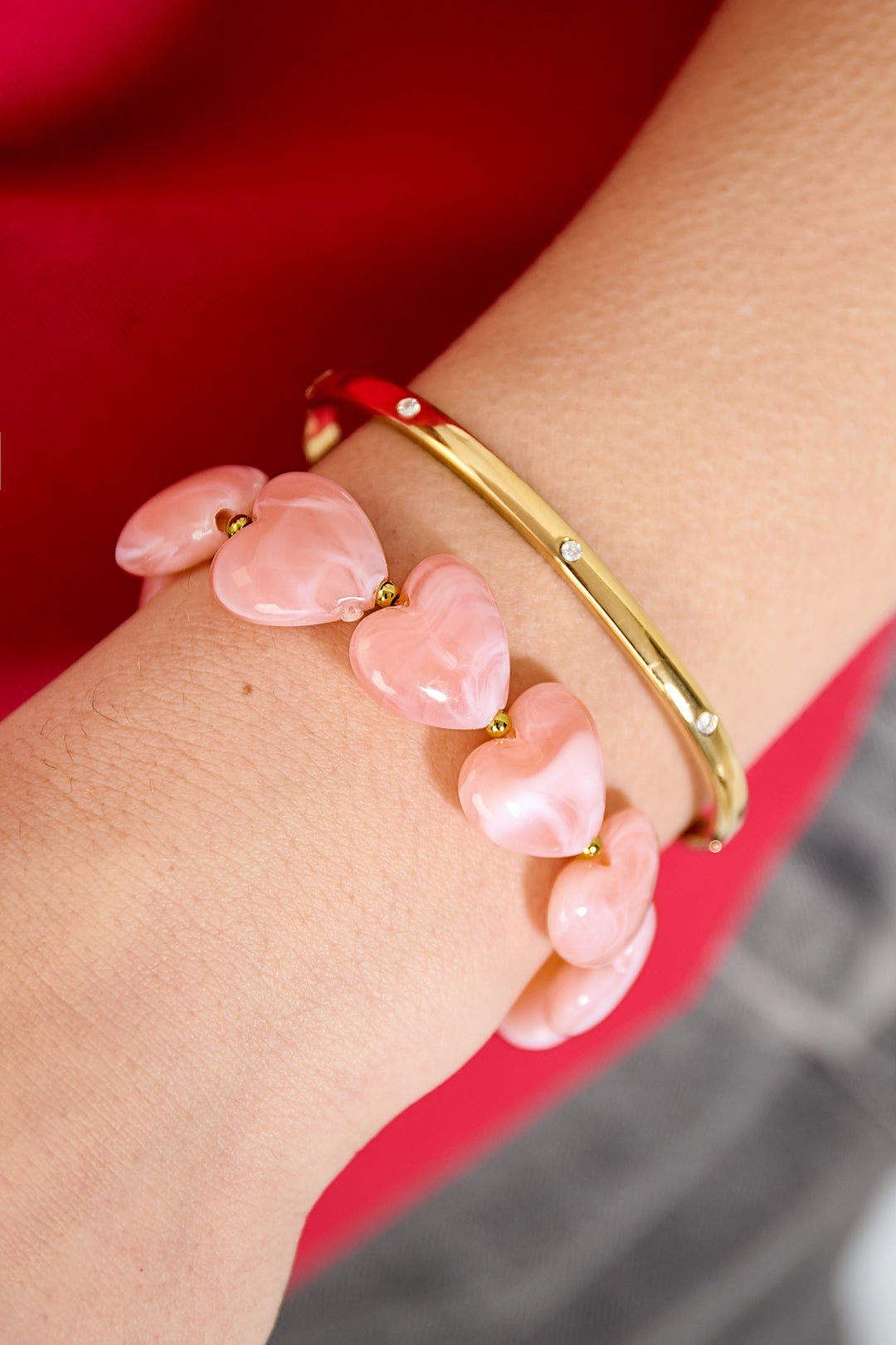 Acrylic Beaded Heart Bracelet