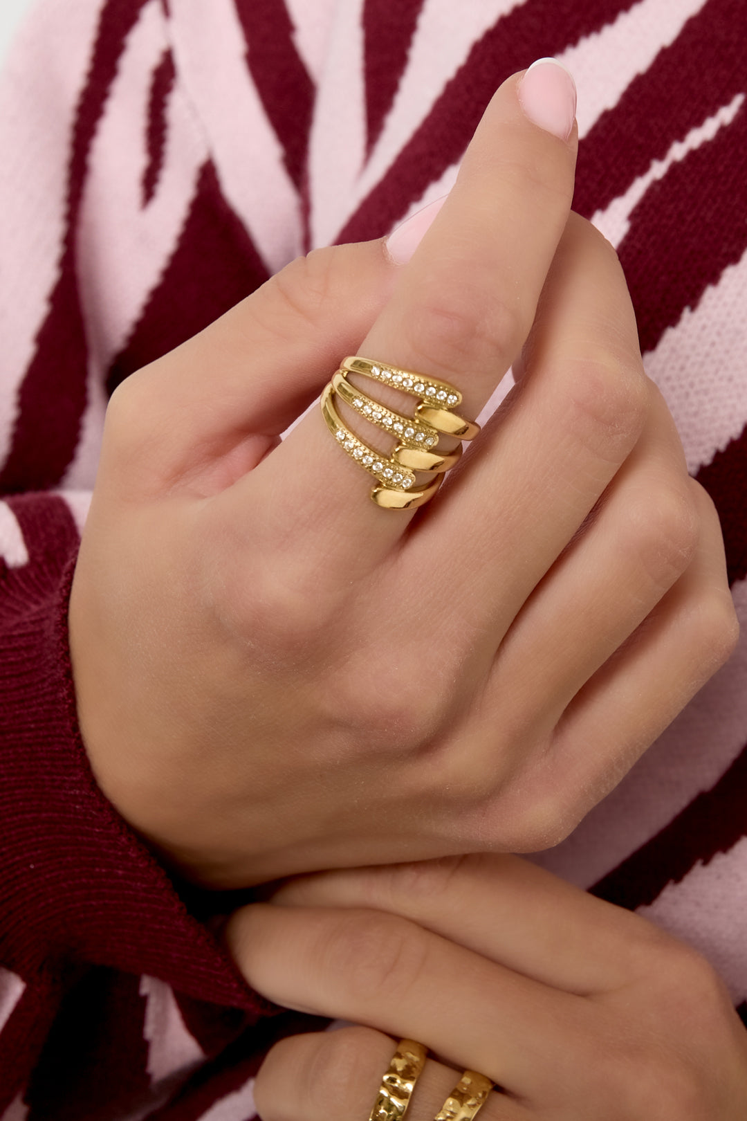 Stainless Steel Casual Lines Ring