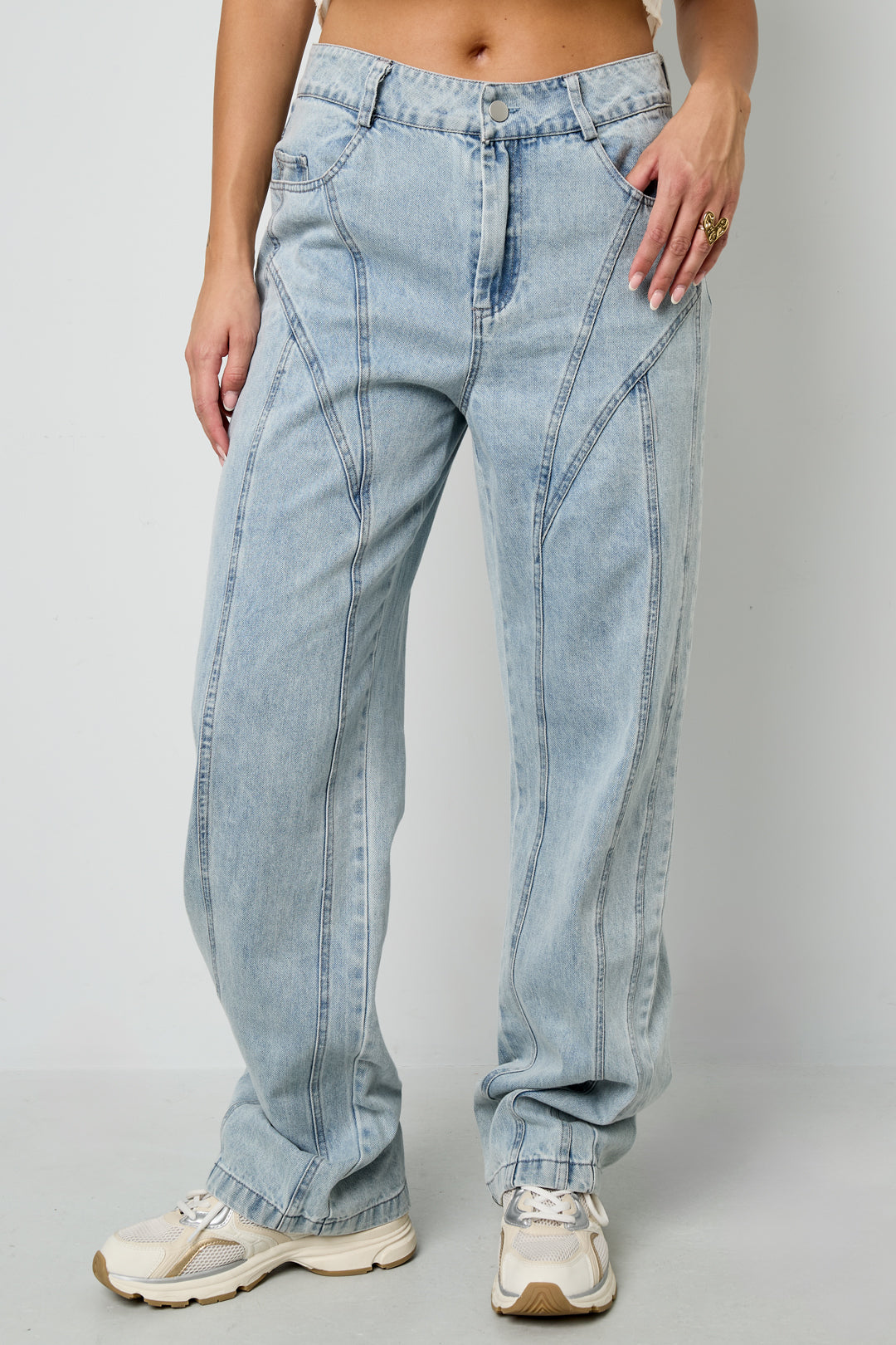 Cotton Straight Denim Pants