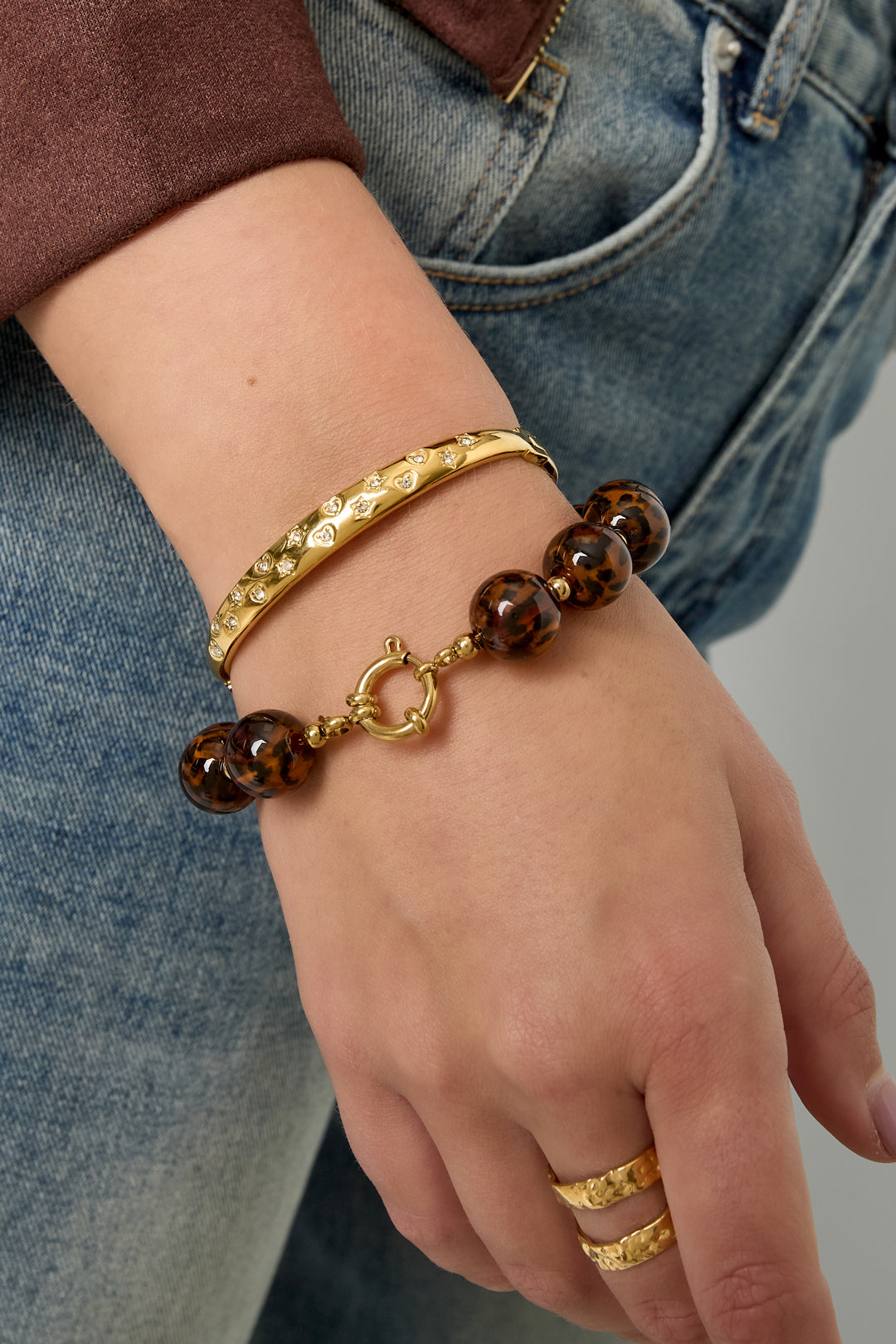 Stainless Steel Casual Polka Dots Bangle