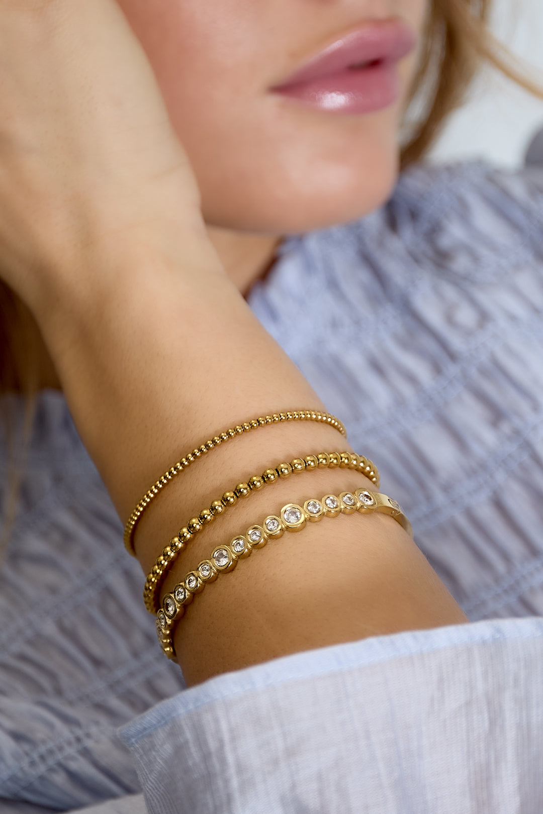 Stainless Steel Polka Dots Bangle