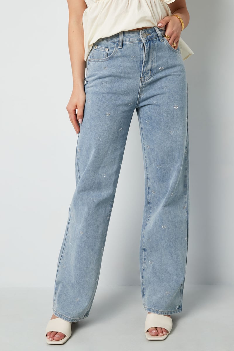 Denim jeans glitter heart