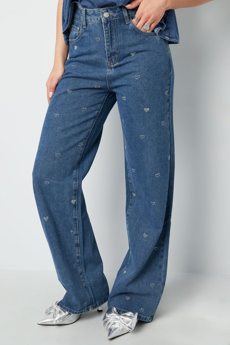 Denim jeans glitter heart