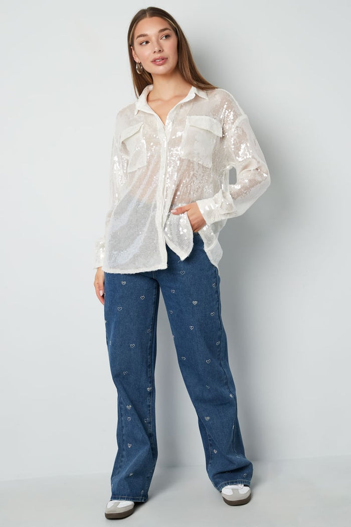Denim jeans glitter heart