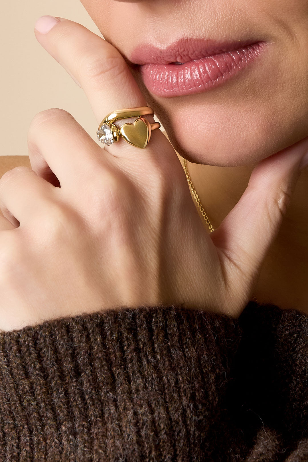 Stainless Steel Heart Gemstone Rings