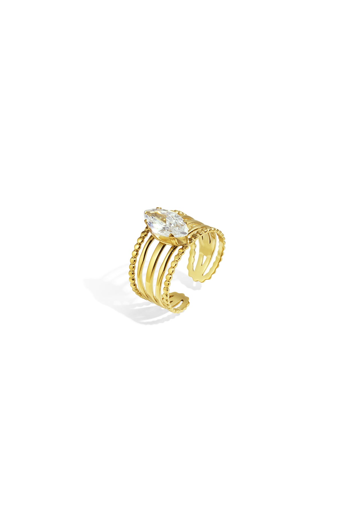 Stainless Steel Casual Gemstone Ring
