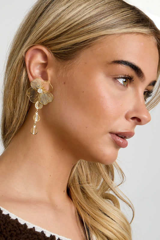 Stainless Steel Dangle Earrings Flower Casual Daily Simple Series Women's jewelry