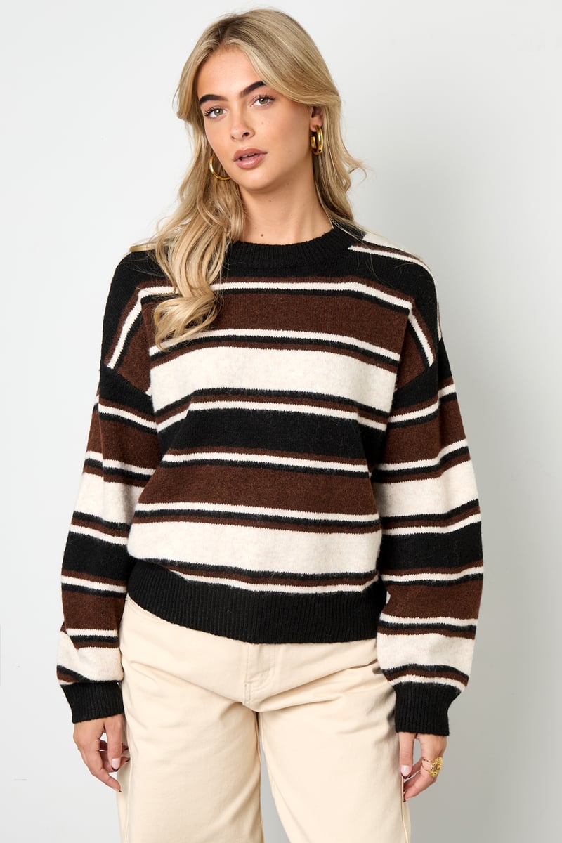 Polyester Casual Stripes Knit Sweater