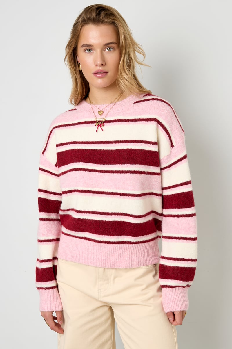 Polyester Casual Stripes Knit Sweater