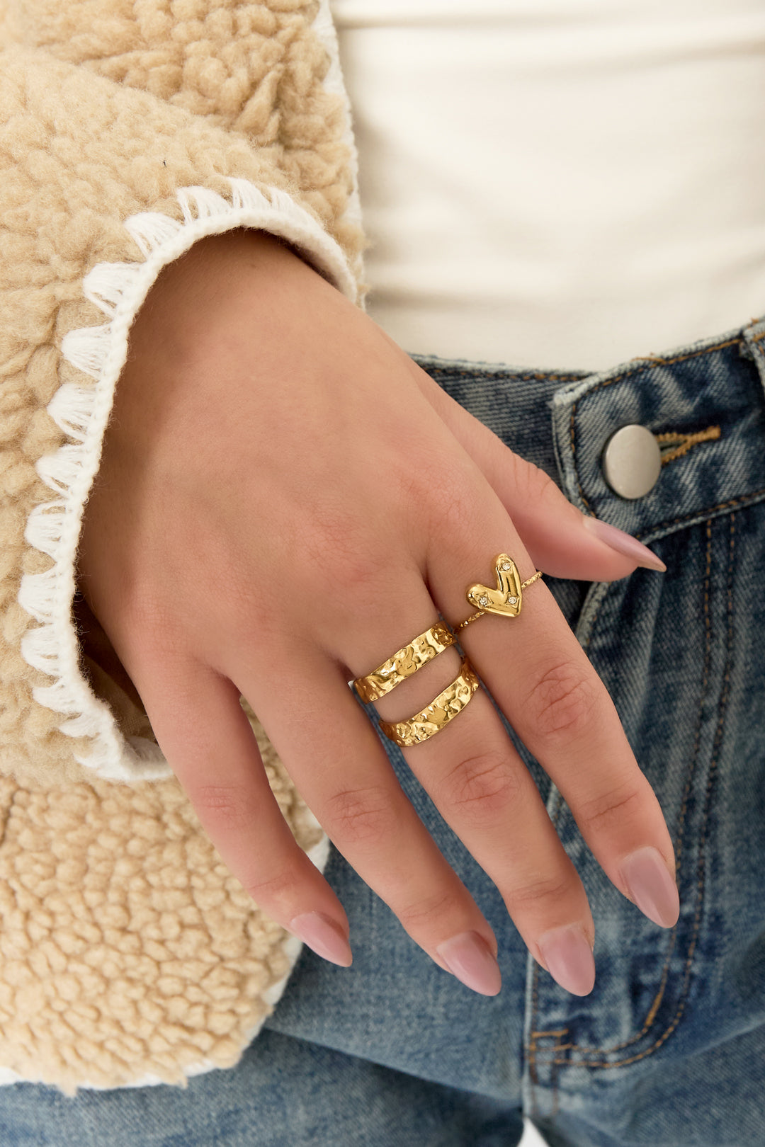 Stainless Steel Casual Heart Statement Ring
