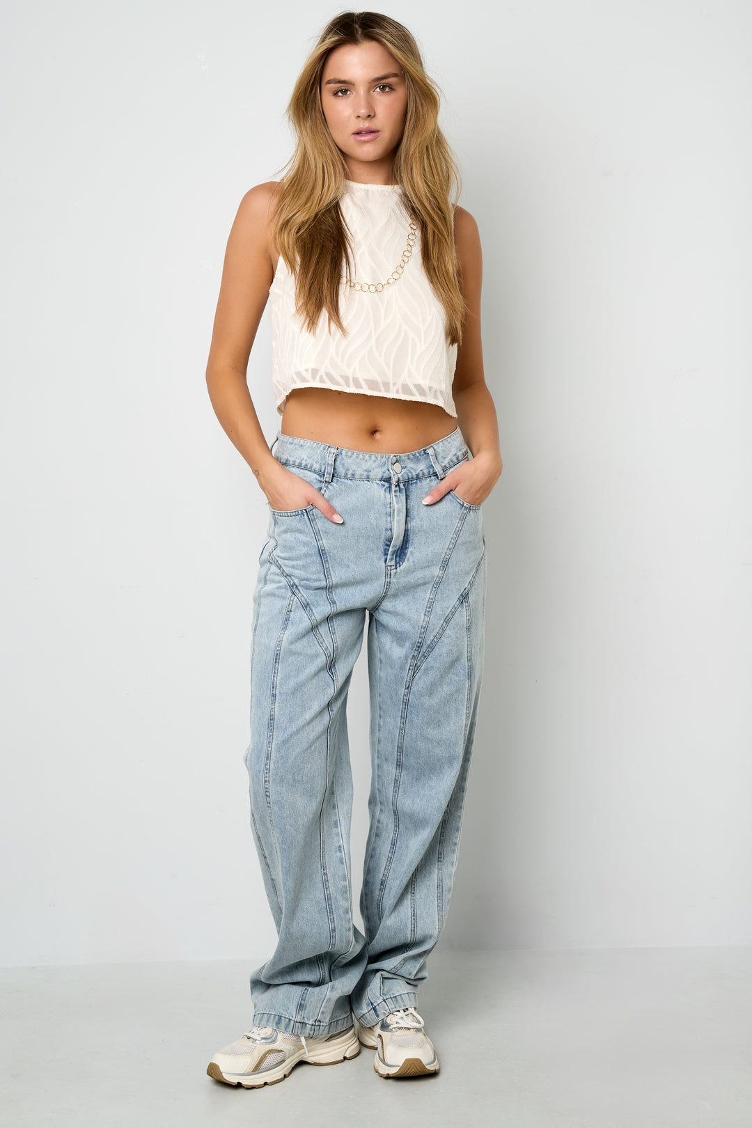 Cotton Straight Denim Pants