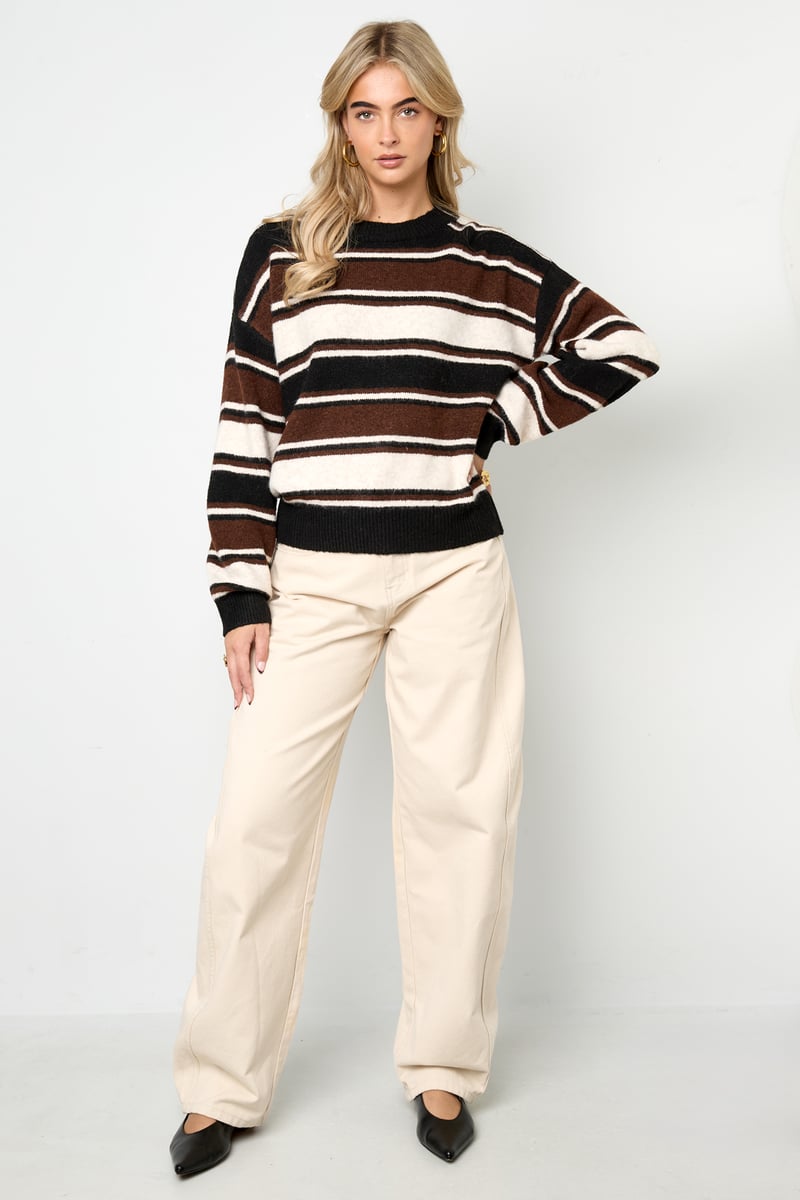 Polyester Casual Stripes Knit Sweater