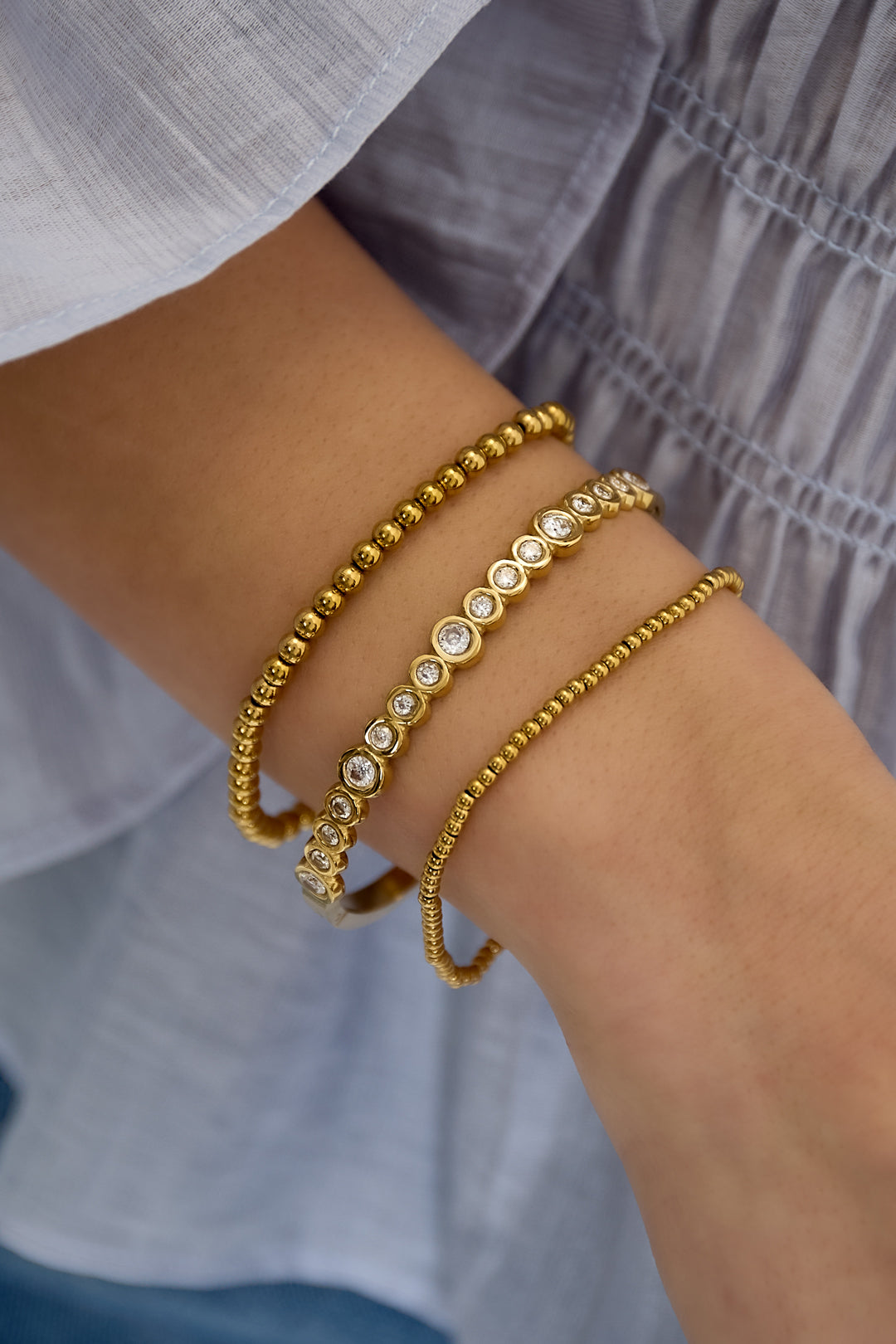 Stainless Steel Polka Dots Bangle